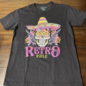 Retro Rifle T-Shirt Men’s Large Sugar Skull Day Of The Dead